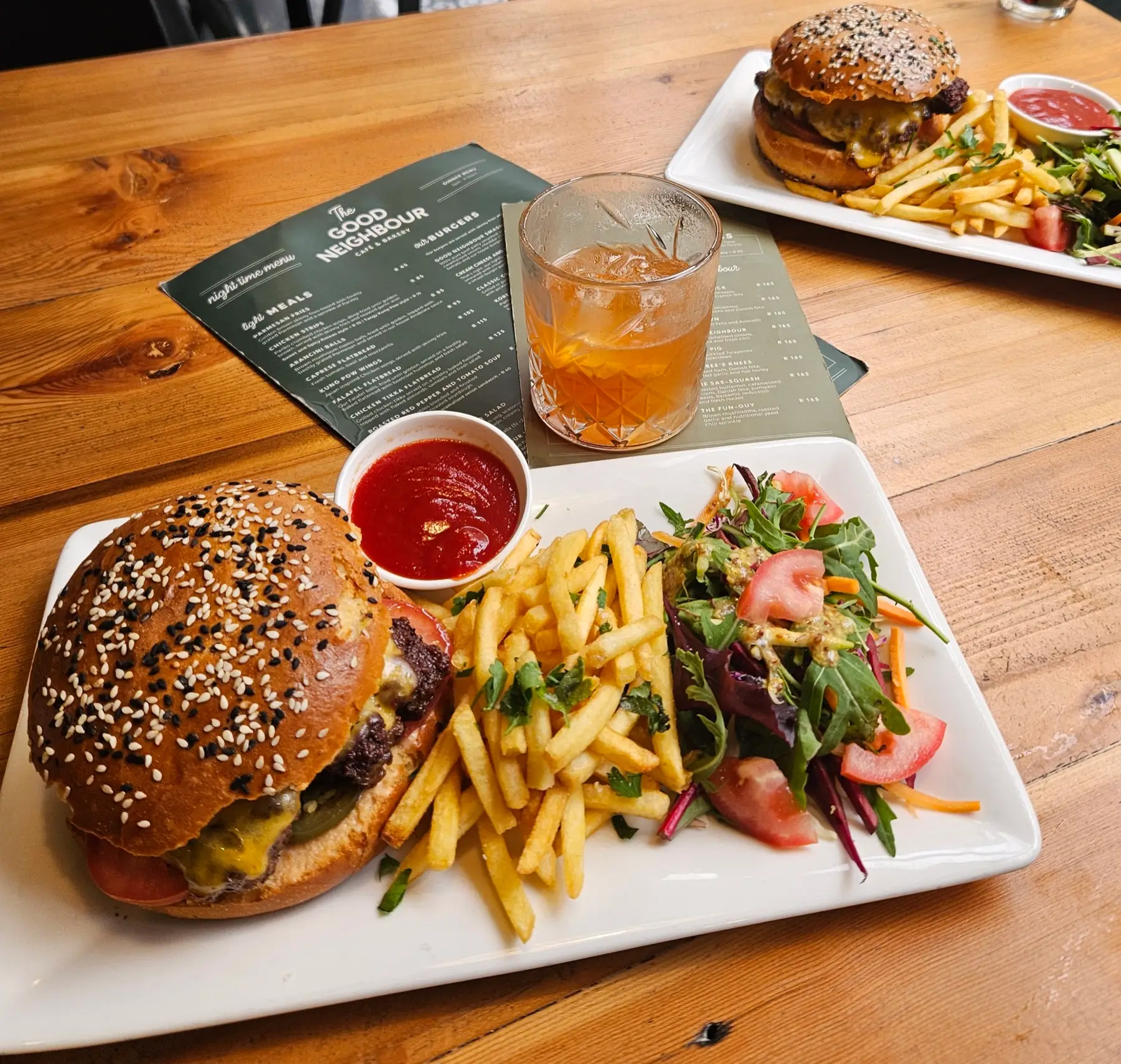 Brioche burger with fries