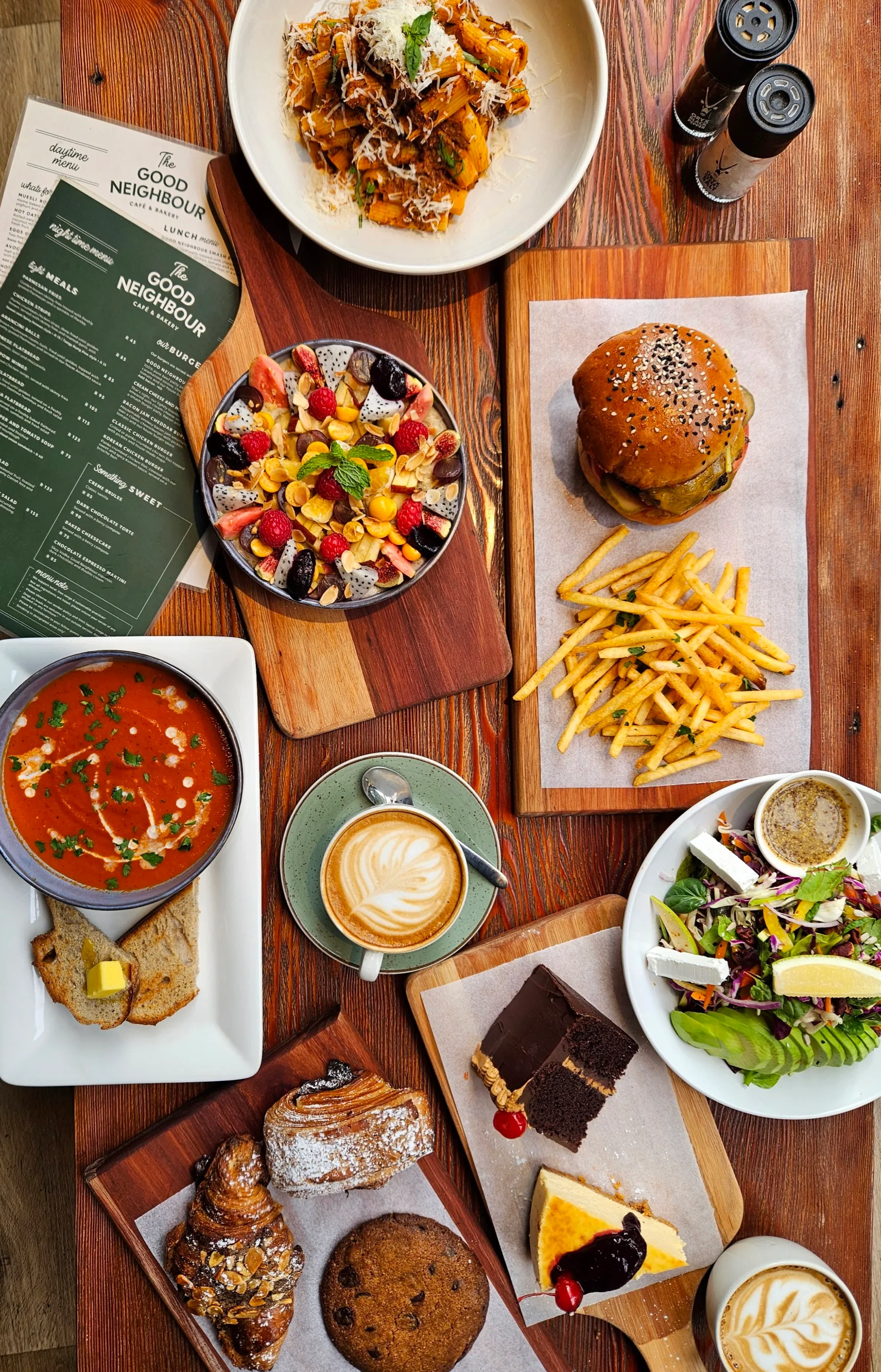 Full menu spread flatlay
